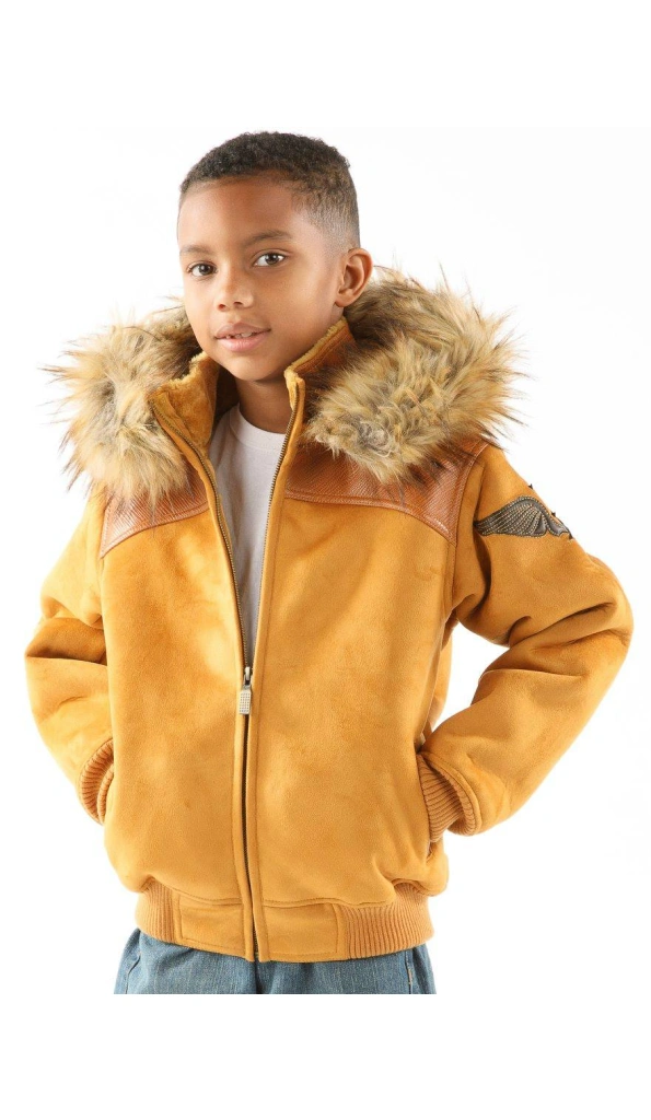 Pelle Pelle Yellow Wings Fur Hood Jacket | Wool Jacket