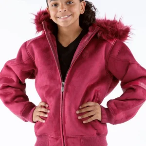 Pelle Pelle Kids Pink Fur Hood Jacket | Wool Jacket