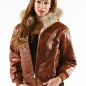 Pelle Pelle Brown Croc Leather Jacket | Women Jacket