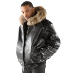 Pelle Pelle Fur Hood Genuine Leather Jacket