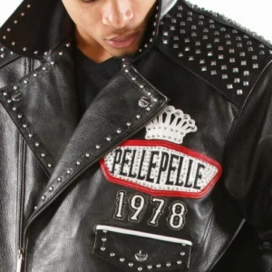 Pelle Pelle Black Lethal Men Leather Jacket | Studs Jacket view 3