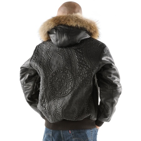 Pelle Pelle Black Encrusted Hooded Jacket