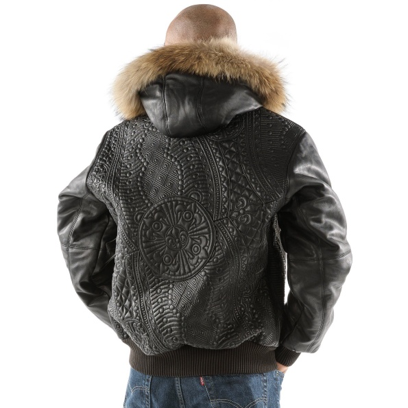 Pelle Pelle Black Encrusted Hooded Jacket