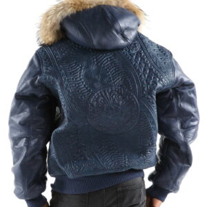 Pelle Pelle Blue Encrusted Hooded Jacket
