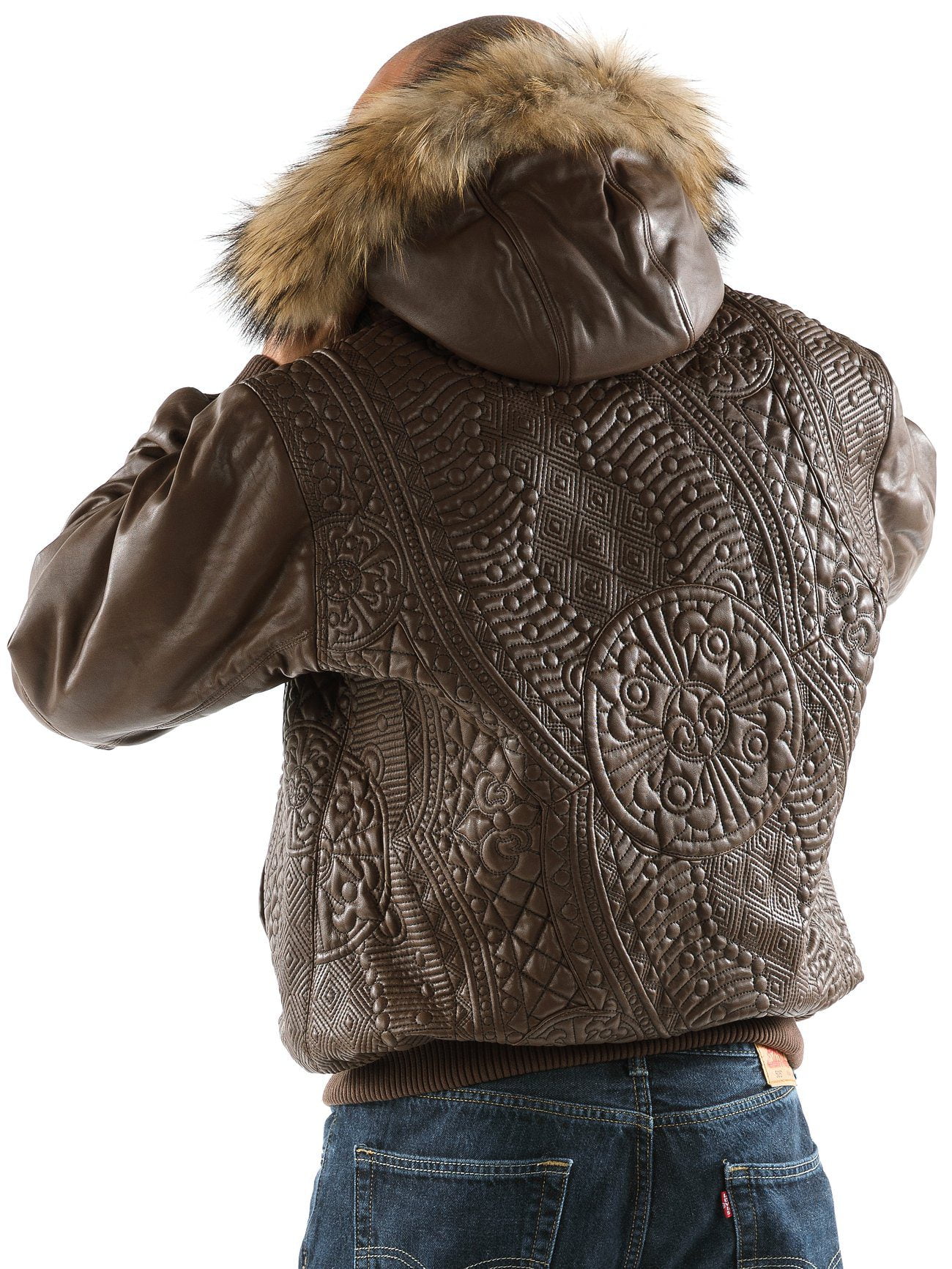 Pelle Pelle Brown Encrusted Hooded Jacket view 2