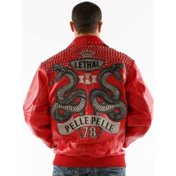 Pelle Pelle Red Lethal Studded Leather Jacket