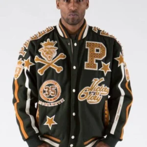Pelle Pelle Dark Green Varsity Wool Jacket | Victory & Glory view 3