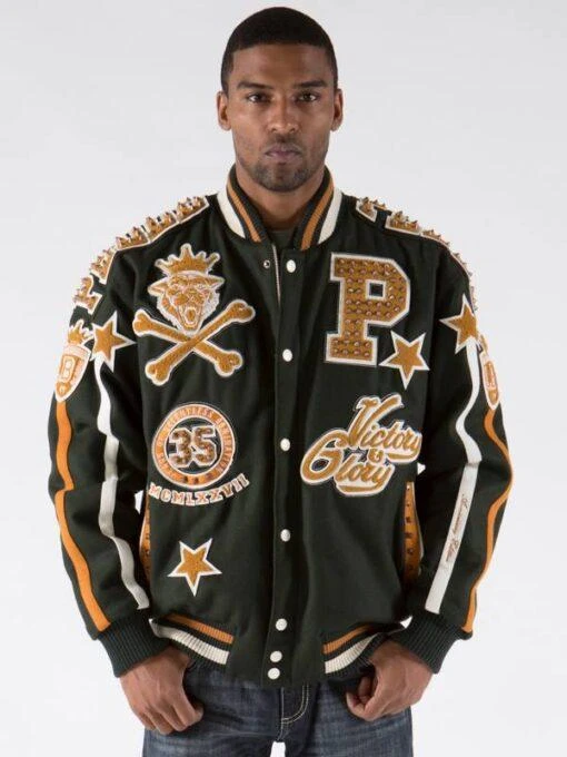 Pelle Pelle Dark Green Varsity Wool Jacket | Victory & Glory view 3