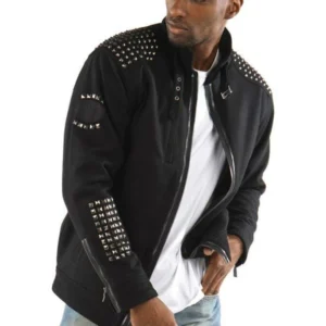 PELLE PELLE BLACK STUDDED WOOL JACKET view 3