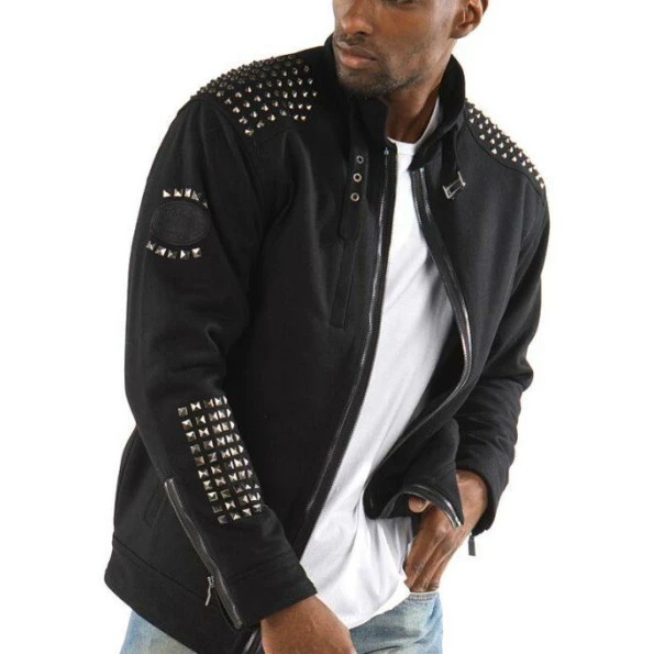 PELLE PELLE BLACK STUDDED WOOL JACKET view 3