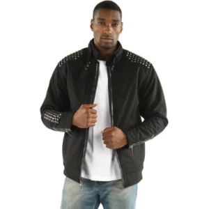 PELLE PELLE BLACK STUDDED WOOL JACKET view 1