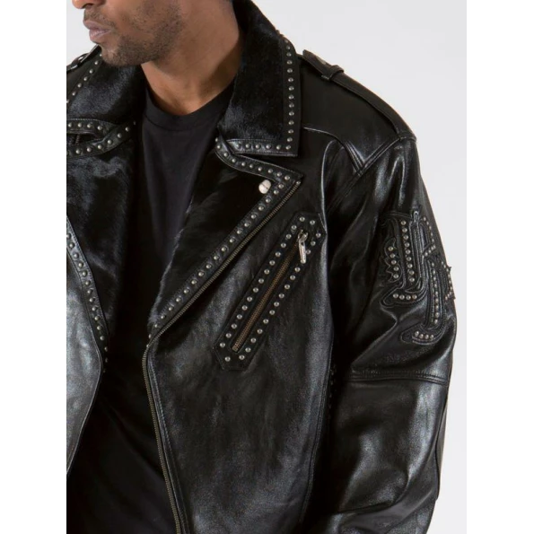 PELLE PELLE SINGLE BREASTED BLACK BIKER LEATHER JACKET view 3