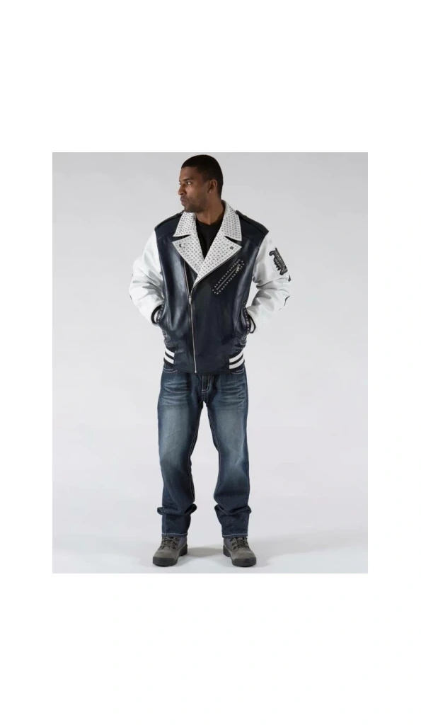 Pelle Pelle White Black Biker Men Jacket