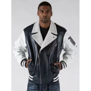 PELLE PELLE BIKER BLACK AND WHITE LEATHER JACKET view 1