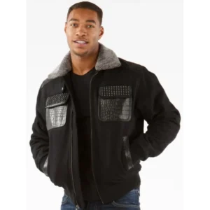PELLE PELLE STUDDED BLACK WOOL JACKET