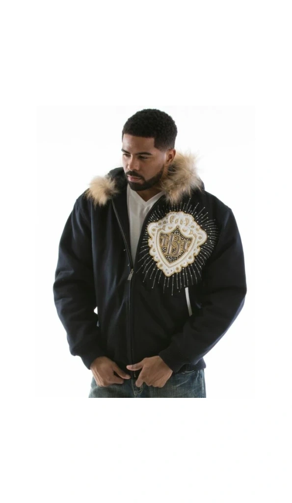 Pelle Pelle MB Diamond Black Wool Jacket | Fur Hood Jacket