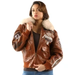 Pelle Pelle Women Brown Fur Collar Jacket