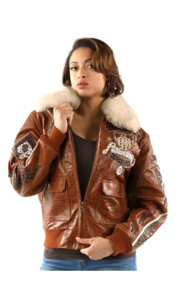Pelle Pelle Women Brown Fur Collar Jacket | Leather Jacket