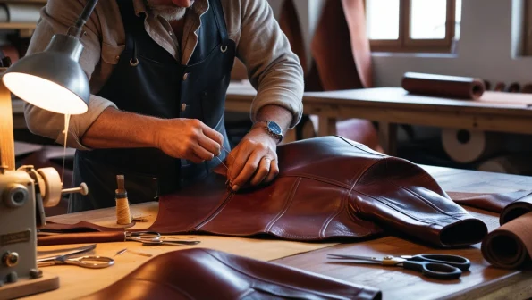 Crafting Leather Jacket in a Workshop