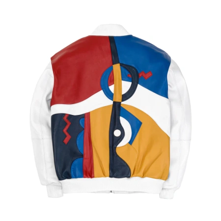 Pelle Pelle White Red Blue Picasso Leather Jacket