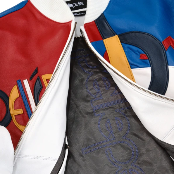 Pelle Pelle White Red Blue Picasso Leather Jacket