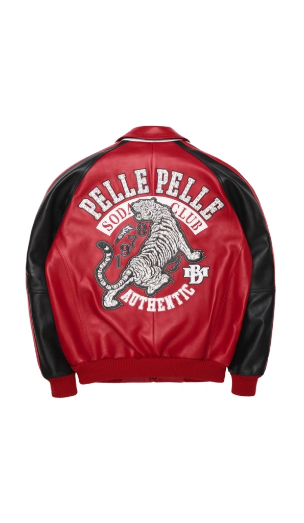 Pelle Pelle Soda Club Tiger Leather Jacket | Red & Black
