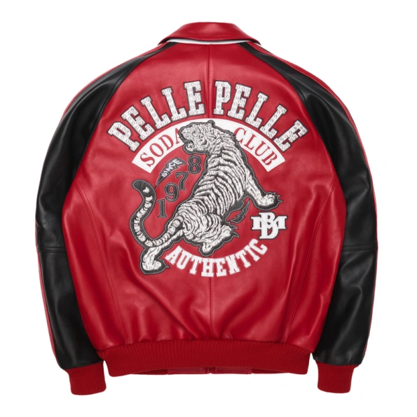 Pelle Pelle Soda Club Tiger Leather Jacket | Red & Black