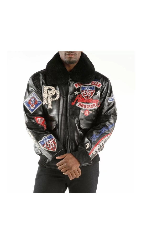 Pelle Pelle Men Black MB Fur Collar Jacket | Leather Jacket