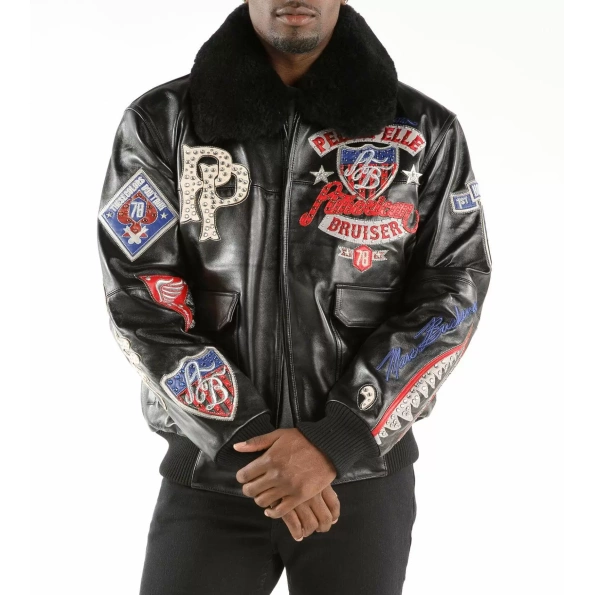 Pelle Pelle Men Black MB Fur Collar Jacket | Leather Jacket