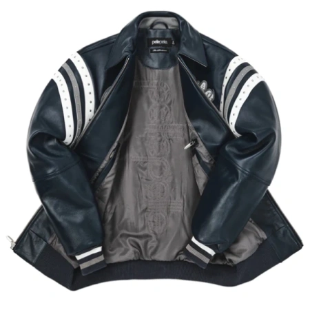 Pelle Pelle Navy Blue Varsity Leather Jacket