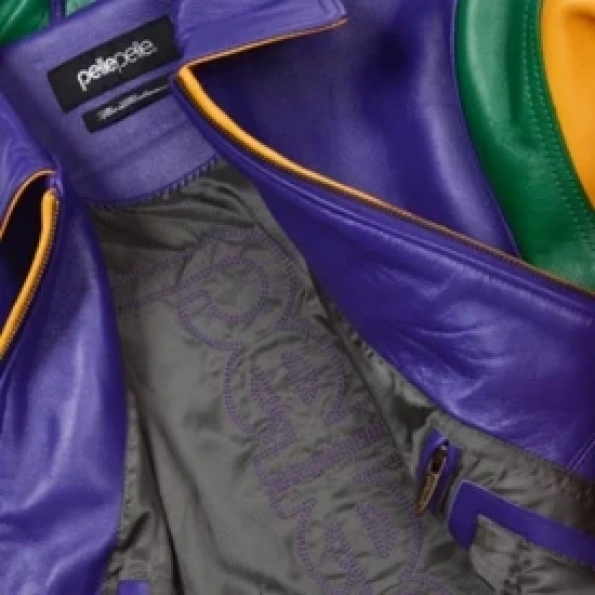 Pelle Pelle Purple Yellow Leather Jacket