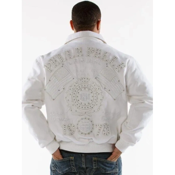 Pelle Pelle Men USA White Leather Jacket