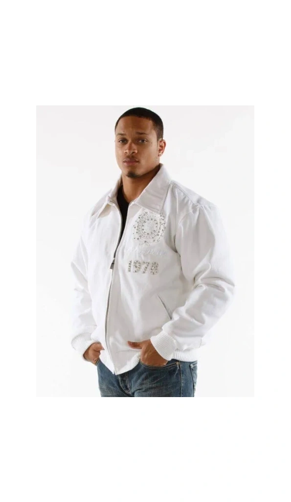Pelle Pelle Men USA White Leather Jacket