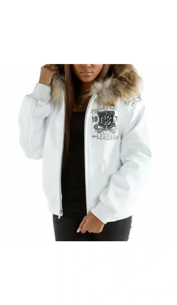Pelle Pelle Legend Studded Fur Hood Jacket | White Jacket