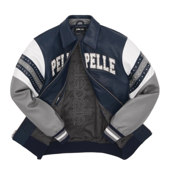 Pelle Pelle Navy Blue Vintage Leather Jacket | Soda Club view 2