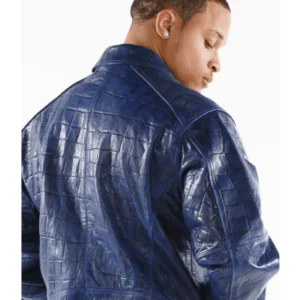 Pelle Pelle Dark Blue Croc Leather Jacket | Men Jacket view 2