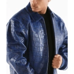 Pelle Pelle Dark Blue Croc Leather Jacket