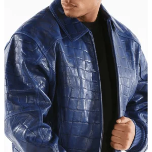Pelle Pelle Dark Blue Croc Leather Jacket | Men Jacket