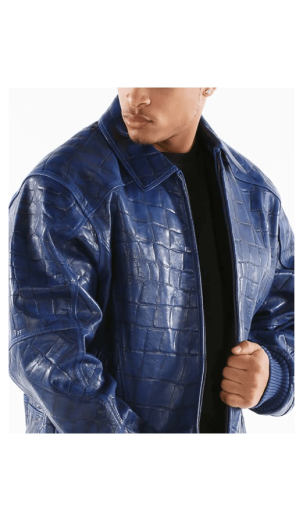 Pelle Pelle Dark Blue Croc Leather Jacket | Men Jacket