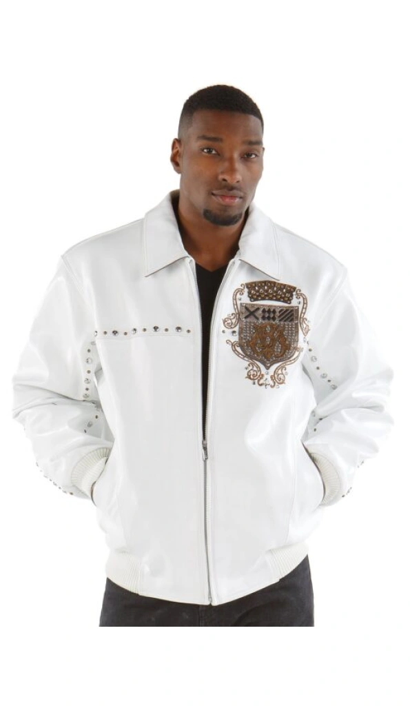 Pelle Pelle Men Emblem MB Leather Jacket | White Jacket