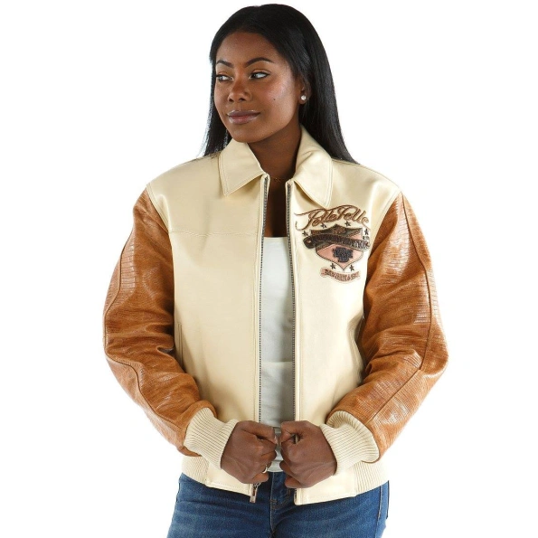 Pelle Pelle Cream And Brown Leather Jacket