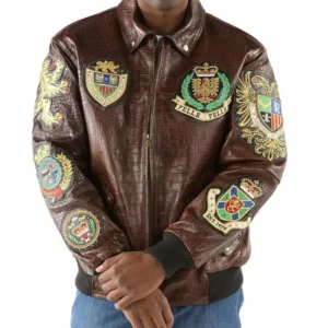 Pelle Pelle Men Brown Patched Leather Jacket | MB Jacket view 2
