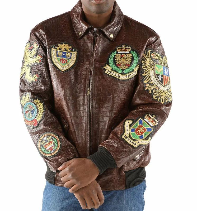 Pelle Pelle Men Brown Patched Leather Jacket | MB Jacket view 2