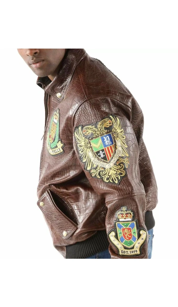 Pelle Pelle Men Brown Patched Leather Jacket | MB Jacket