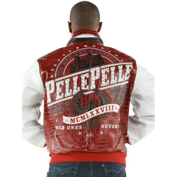 Pelle Pelle Red White Croc Leather Jacket | Men Jacket view 2