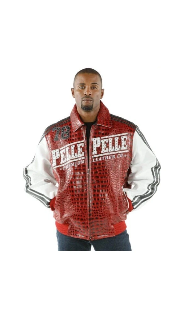Pelle Pelle Red White Croc Leather Jacket | Men Jacket