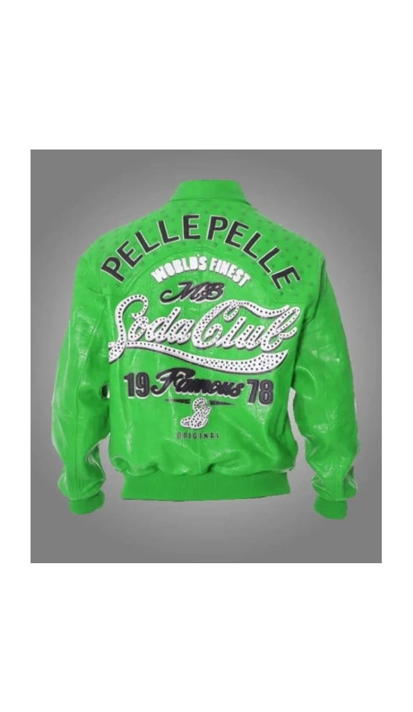 Pelle Pelle Green MB Studs Leather Jacket | Soda Club