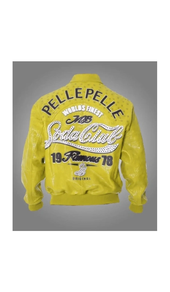 Pelle Pelle Yellow MB Studs Leather Jacket | Soda Club