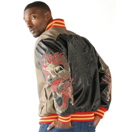 Pelle Pelle Men Black And Brown Varsity Jacket