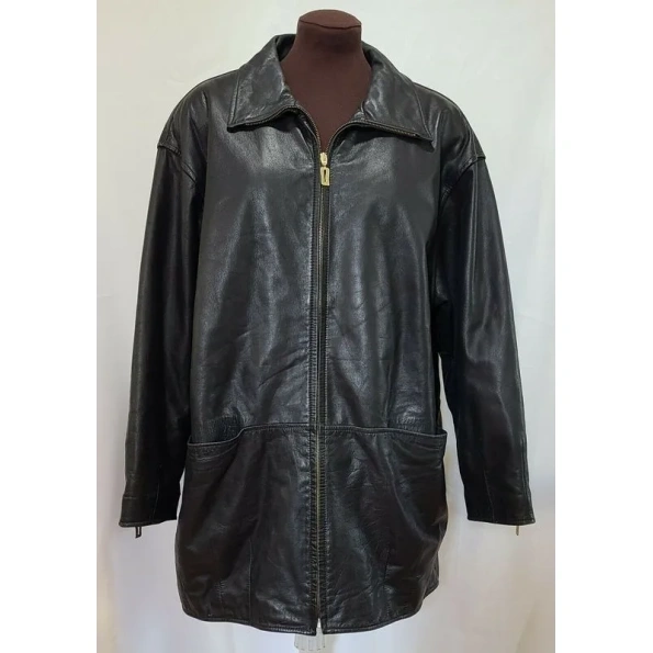 Pelle Pelle Black Leather Long Coat